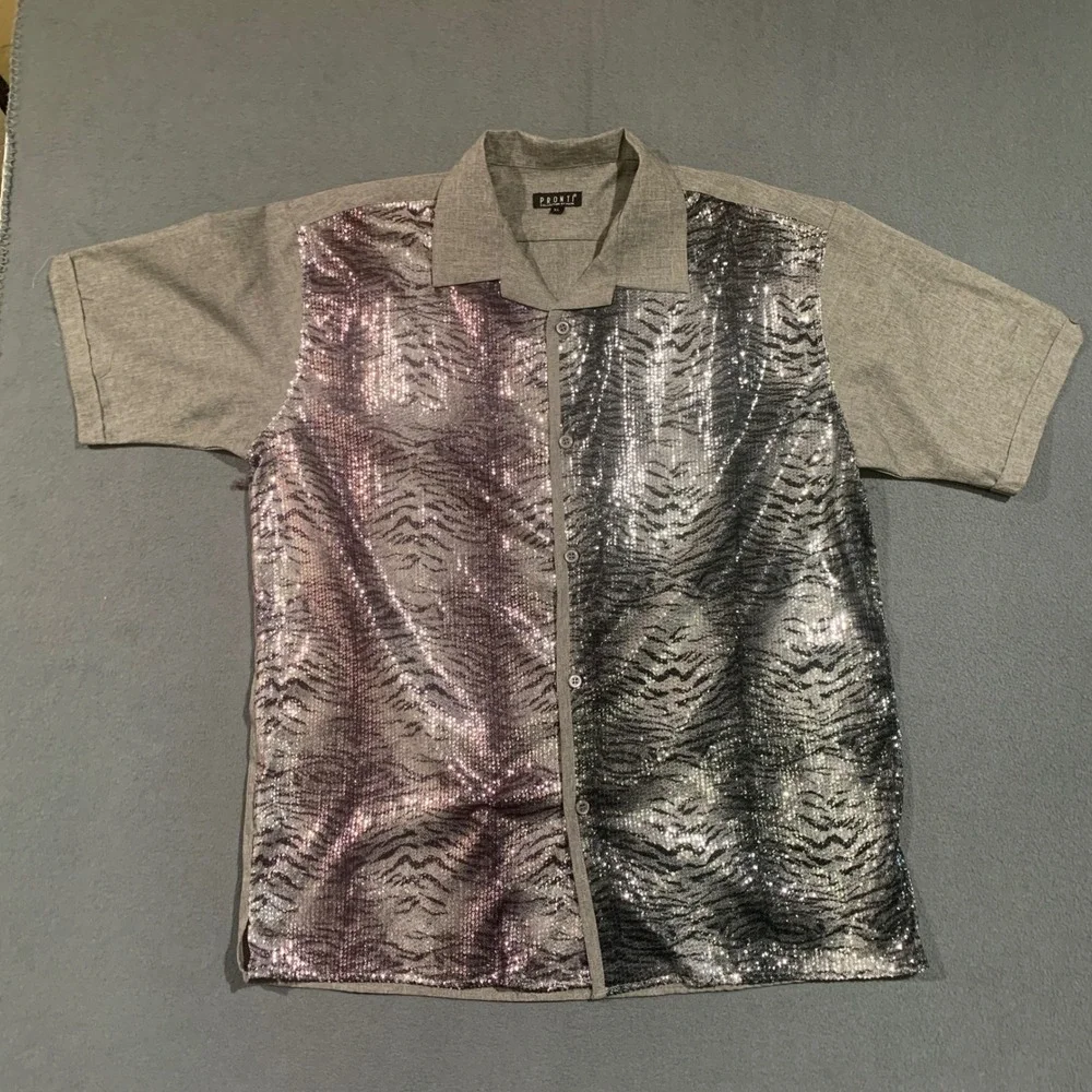Pronti Collection Mens Sequin Shirt & Pants Set XL 40/34 Party‎ Outfit
